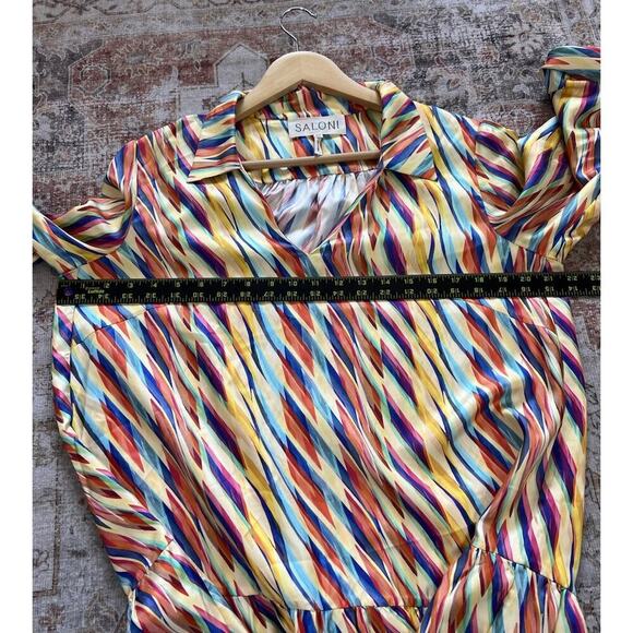 Saloni Jas 100% Silk Long Sleeve Mini Dress Womens Size UK 10 US 6 - Picture 7 of 10